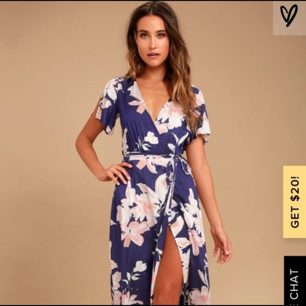 Lulu’s floral wrap maxi dress with open back